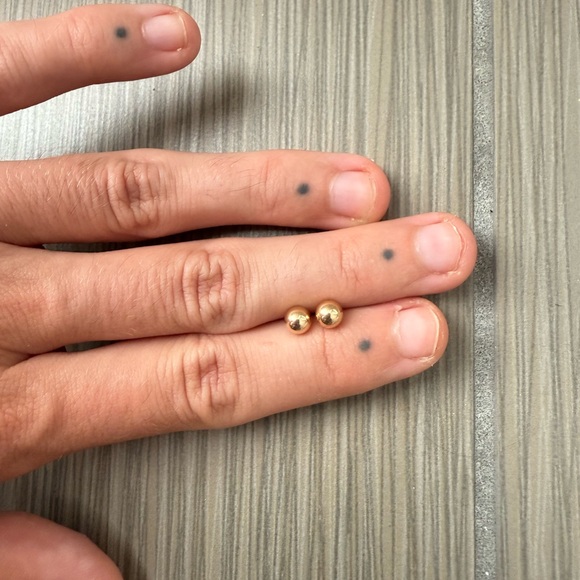 Vintage 14K Marked Stamped Yellow Gold Jewelry Ball Bead Stud Earrings + Backs - Picture 14 of 15